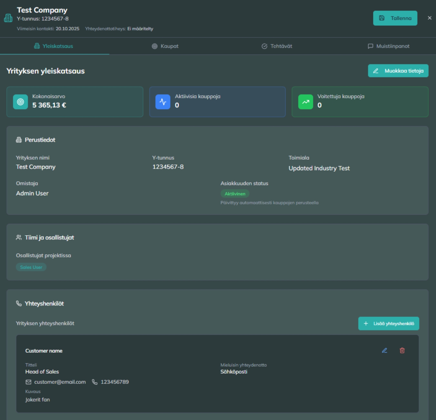 Vaula CRM asiakkuudet